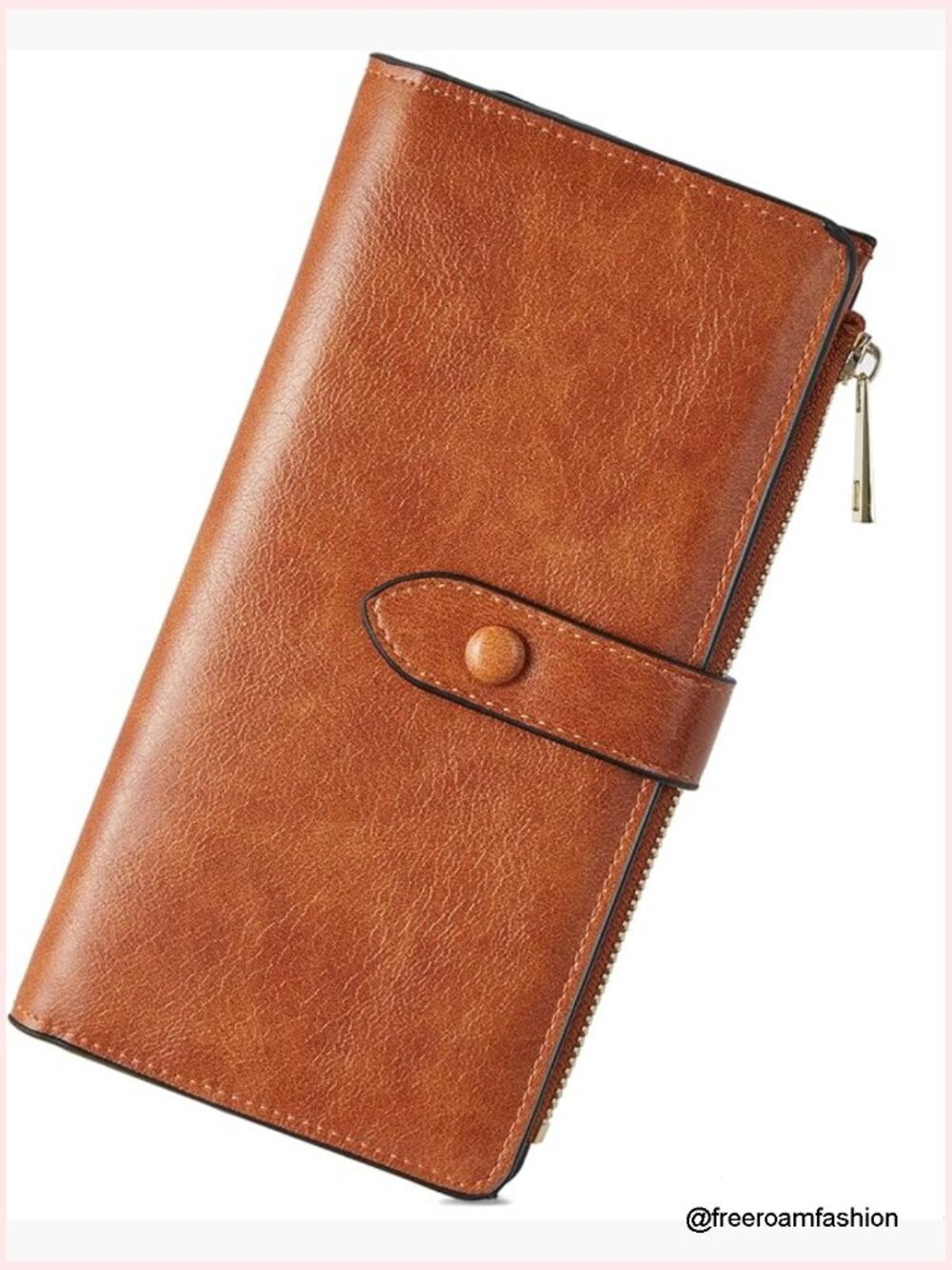 Large Capacity Trifold Wallet RFID Blocking Leather Phone Clutch